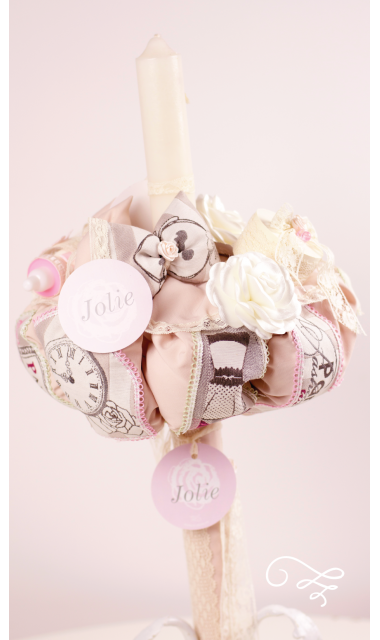 Lumanare de botez pentru fetita, 65x4cm, London Big Ben  3
